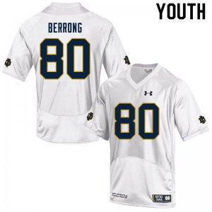 Notre Dame Fighting Irish Youth Cane Berrong #80 White Under Armour Authentic Stitched College NCAA Football Jersey RVG3099NO